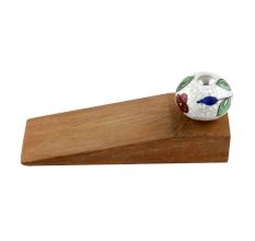 2 Pieces Multicolor Leaf Crackle Ceramic Wooden Door Stopper